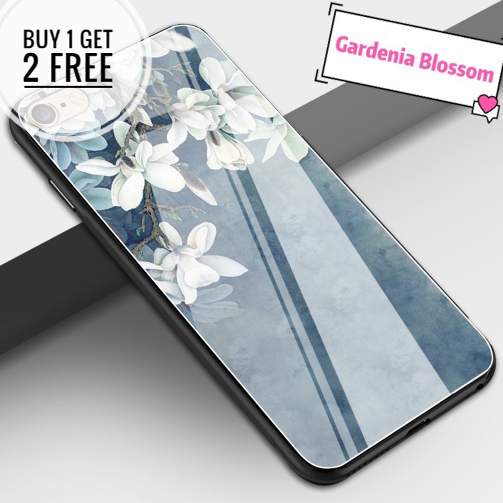 Chic Gardenia Blossom Tempered Glass Phone Case